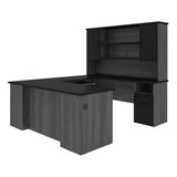 Atlin Designs Transitional Wood U Shaped Computer Desk in Black/Bark Gray Atlin Designs