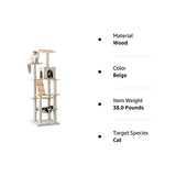 MWPO Cat Tree - 63.8-Inch Modern Wood Cat Tower for Indoor Cats,Multi-Level Cat Condo for Large Cat with Scratching Posts, Hammock- Beige MWPO