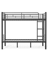 Mixcous Full Over Full Bunk Bed, Convertible into 2 Full Beds, Heavy-Duty Metal Bed Frame with Safety Full-Length Guardrails & EVA Padded Ladder for Adults, Teens, Kids, No Box Spring Needed, Black Mixcous