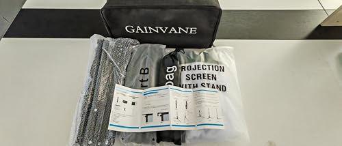 Projector Screen and Stand,GAINVANE 120 inch Portable Projector Screen Indoor Outdoor Projection Screen 16:9 4K HD Wrinkle-Free Light-Weight Movie Screen with Carry Bag for Backyard Movie Night GAINVANE