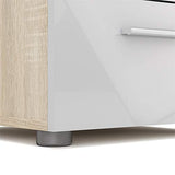 Home Square Contemporary Style 4 Piece Bedroom Set with Two Nightstands, 8 Drawer Double Dresser and 4 Drawer Chest in Oak and White Gloss Home Square