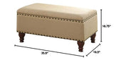 Homepop Home Decor | Upholstered Storage Bench with Nailhead Trim | Ottoman with Storage for Living Room & Bedroom | Decorative Home Furniture (Tan ) Large HomePop