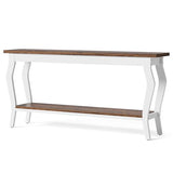 LITTLE TREE 70.9 Inches Long Console Table, 2-Tier Vintage Wooden Sofa Table Behind The Couch with Metal Legs for Hallway, Entryway, Living Room, Brown & White LITTLE TREE
