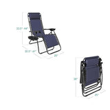 Best Choice Products Set of 2 Adjustable Steel Mesh Zero Gravity Lounge Chair Recliners w/Pillows and Cup Holder Trays - Navy Blue