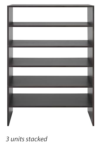 Whitmor Wood Stackable 2-Shelf Shoe Rack, 24 INCH, Espresso，2 Pack Whitmor