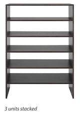 Whitmor Wood Stackable 2-Shelf Shoe Rack, 24 INCH, Espresso，2 Pack Whitmor