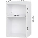 YAHARBO 2 Cube Bookshelf, White Record Player Stand with Vinyl Storage Up to 100 Albums, Horizontal Low Book Shelf, Mini Bookcase with Storage Organizer, Small Turntable Stand for Living Room, Bedroom YAHARBO