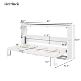Merax Twin Size Murphy Bed with LED Light, Foldable Bed Frame with Storage Shelf, Murphy Cabinet with Foldable Panel, Wood Hidden Wall Bed Cabinet, for Bedroom, Small Room, Office,White Merax