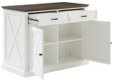 Crosley Furniture Clifton Kitchen Island with Storage Drawers and Shelves, Microwave Stand, Coffee Bar, Distressed White/Black Crosley Furniture