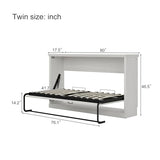 Ball & Cast Horizontal Murphy Bed Twin Size Wall Bed,Folding into Cabinet Hideaway Bedframe w/Metal Frame and Wood Slat Support,Space Saving Furniture for Boy Girl Bedroom,Student,Rustic White Ball & Cast