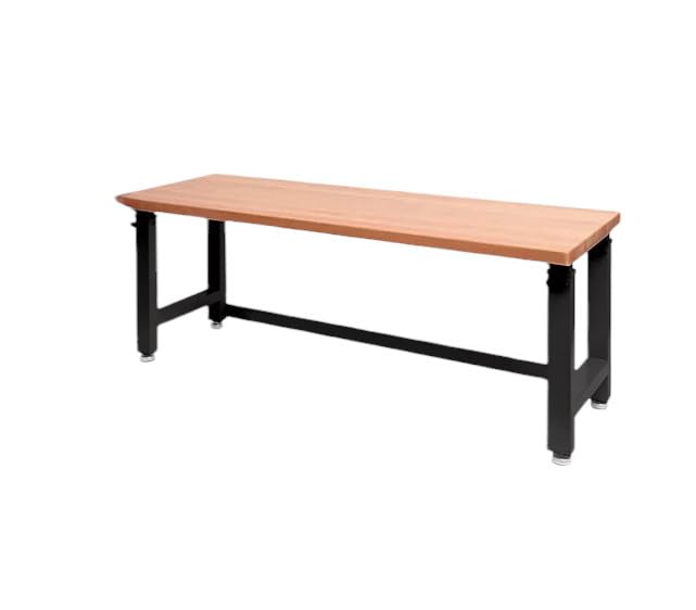 Heavy-Duty Height Adjustable Workbench Table, Maple Wood Top, Steel Frame (Graphite Black, 72" W x 25" D x 28.5”-42” H) WoodArtSupply