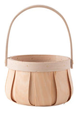 Vintiquewise Small Round Natural Woodchip Wooden Decorative Storage Basket with Handle Vintiquewise
