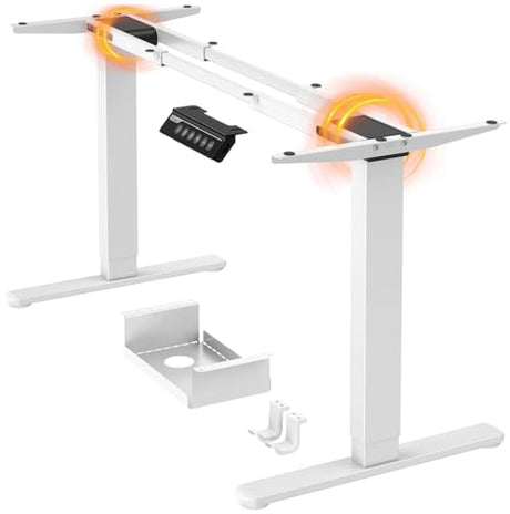 ErGear Dual Motor Standing Desk Frame, Electric Adjustable Legs Compatible Desktop Size 44″-90″, 264 lbs Weight Capacity, 4 Memory Height Settings Stand up Desks Base, White Frame Only ErGear