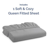 Queen Fitted Bed Sheet - Bottom Single Fitted Sheet Only - Soft Hotel Luxury Bedding w/ 8-16 Inch Deep Pockets - Breathable, Cooling & Wrinkle Free - Easy-Care, Fade and Shrink Resistant - Steel Blue CGK Unlimited