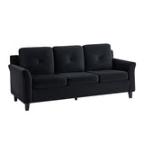 Naomi Home Raelynn Button Tufted Sofa Affordable Black Modern Sofa - Microfiber Couch for Small Spaces Sofa Cama para Sala Modernos Baratos - Durable Sturdy Living Room Furniture Tool-Free Assembly Naomi Home