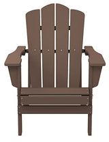 KINGYES Folding Adirondack Chair, HDPE All-Weather Folding Adirondack Chair, Brown KINGYES