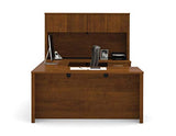Bestar Embassy 66W U-Shaped Executive Desk with Pedestal and Hutch in Dark Chocolate Bestar