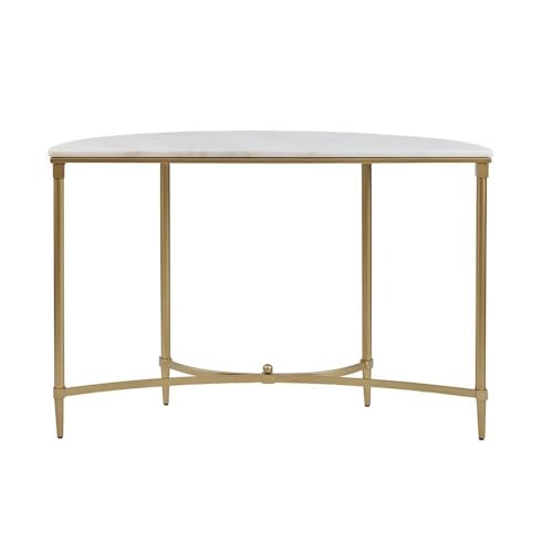Starlight Canyon Home White Marble Hallway Table, Modern Luxury Console Table for Entryway or Living Room with Gold Metal Legs and White Marble Table Top Starlight Canyon Home