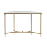 Starlight Canyon Home White Marble Hallway Table, Modern Luxury Console Table for Entryway or Living Room with Gold Metal Legs and White Marble Table Top Starlight Canyon Home