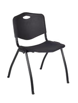 Cain 42" Round Breakroom Table- Grey & 4 'M' Stack Chairs- Black Regency