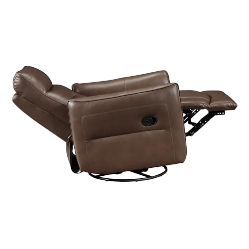 Lexicon Swivel Glider Reclining Chair, Top Grain Leather Match Manual Recliner, Comfy Nursery Glider Recliner, Swivel Reclining Chair for Living Room/Office/Bedroom/Apartment, Toffee Brown Lexicon