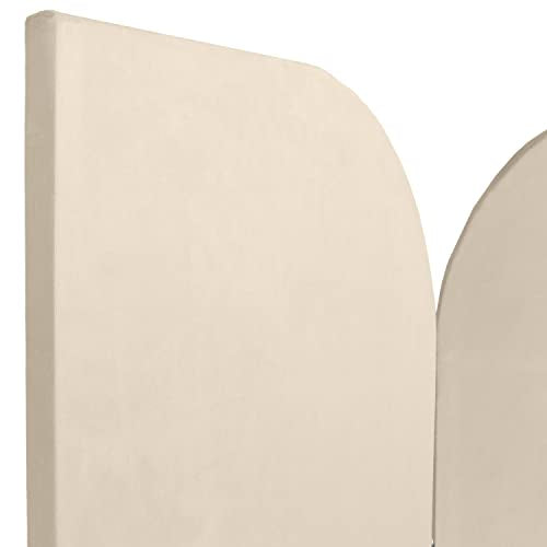 Red Lantern 6 ft. Modern Arch Velvet Room Divider Cream 3 Panel Red Lantern