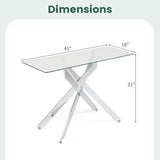 Giantex Glass Console Table, 45" Modern Entryway Table w/Clear Tempered Glass Top & Heavy Duty Metal Tubular Legs, Accent Sofa Tables, Behind Couch Tables for Living Room, Entrance, Hallway, Silver Giantex