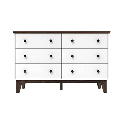 JOZZBY 6-Drawer Double Dresser with Wide Drawers,White Dresser for Bedroom, Wood Storage Chest of Drawers for Living Room Hallway Entryway, 47.25'' W - WoodArtSupply