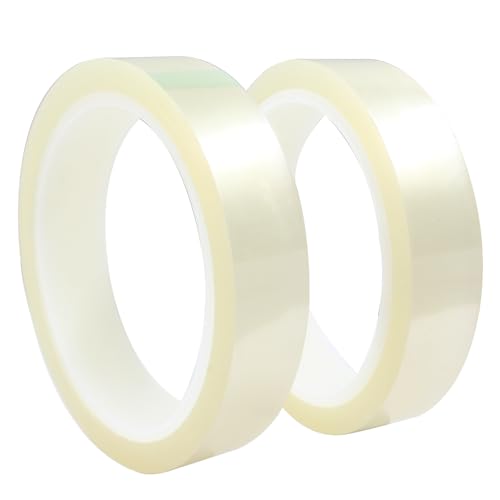 HARSKIYER 2 Rolls Clear Heat Tape, 20mm x 33m(108ft) High Temperature Resistant Tape, Polyester Tape for Circuit Board, 3D Printers, Heat Press and Sublimation - WoodArtSupply