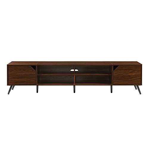 Walker Edison Nora Modern Minimal Open-Shelf Stand for TVs up to 90 Inches, 80 Inch, Dark Walnut - WoodArtSupply