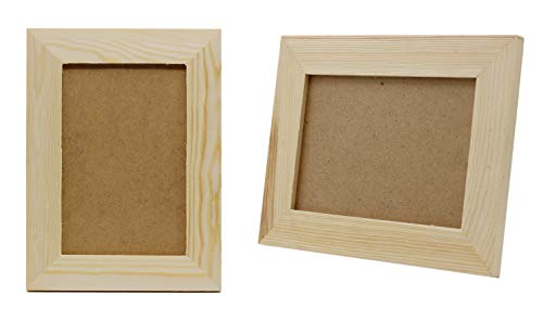 Pack of 12 - Unfinished Solid Pine Wood Picture Frames for Arts & Crafts, DIY Painting Projects - Stand or Hang on The Wall - (6x8 Frame Size Holds Creative Hobbies