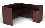 Offices To Go L Shaped Reception Desk W/Drawers W/Transaction Top 71" W X 30" D X 42" H Reception Return 42" W X 24" D X 42" H - American Espresso Offices To Go