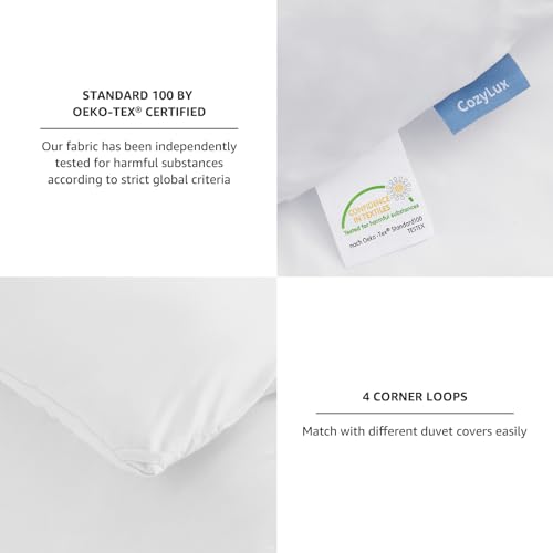 CozyLux White Full Size Comforter Set, 3 Pieces Solid Breathable Quilted Style Bedding Sets, Luxury Fluffy Soft Bed Set with Down Alternative Comforter for All Season (1 Comforter & 2 Pillowcases) CozyLux