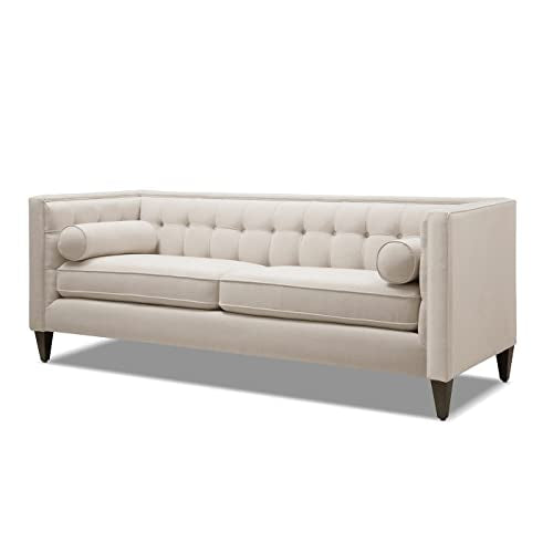 Jennifer Taylor Home James 74" Modern Tuxedo Sofa, Sky Neutral Beige Polyester Jennifer Taylor Home