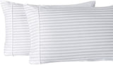 sheetsnthings Damask Stripes 650-Thread-Count Cotton-Blend 4PC Full Bed Sheets Set, White sheetsnthings