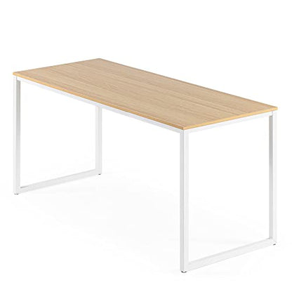 ZINUS Jennifer 63 Inch White Frame Desk, Computer Workstation, Office Desk, Easy Assembly, Natural