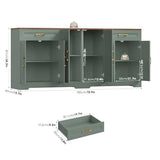BOTLOG 71” Large Sideboard Buffet Cabinet with Storage, Farmhouse Kitchen Buffet Cabinet with Adjustable Shelves and 6 Barn Doors, Wood Coffee Wine Bar Console Table for Kitchen, Dining Room, Green BOTLOG