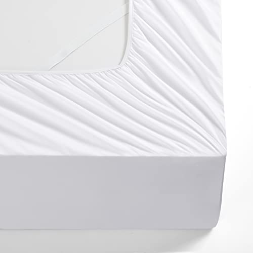 Manyshofu King Extra Deep Pocket Fitted Sheet Only - 1800 Thread Count Hotel Deep Fitted Sheet Up to 24 Inches Mattress, Pure White Bottom Sheet 18-24 Inch Microfiber Deep King Mattress Sheets Manyshofu