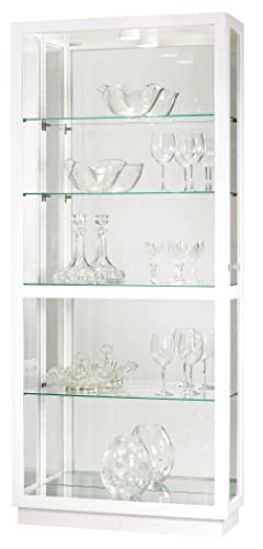 Howard Miller Jayden IV Curio Cabinet 680-574 – Hand-Rubbed Gloss White Finish Home Decor, Four Glass Shelves, Five Level Display Case, Locking Slide Door, LED Light Switch