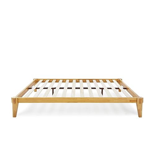 Bme Chalipa 14” Minimalist Solid Wood Platform Bed Frame with Natural Finish - WoodArtSupply