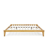 Bme Chalipa 14” Minimalist Solid Wood Platform Bed Frame with Natural Finish Bme