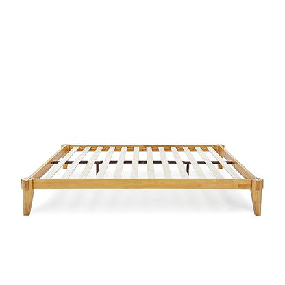 Bme Chalipa 14” Minimalist Solid Wood Platform Bed Frame with Natural Finish - WoodArtSupply