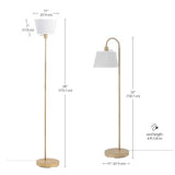 Globe Electric 65907 68" Floor Lamp, Light Faux Wood, White Pattern Shade, On/Off Rotary Switch on Socket Globe Electric