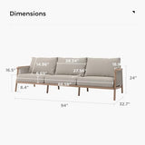 Acanva Modern All-Weather Aluminum Outdoor Patio Sofa with Thick Cushions, Olefin Fabric Sunroom Backyard Furniture, Couch Light Khaki Acanva