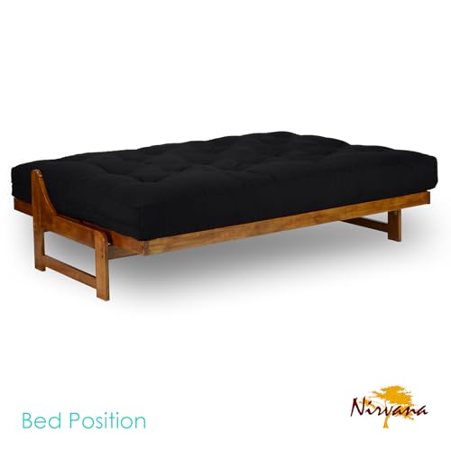 Nirvana Futons Miami Futon Set - Queen Size, Frame, 8" Mattress, Twill Black Cover Nirvana Futons