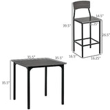 HOMCOM 5-Piece Counter Height Bar Table with Space-Saving Design, Square Kitchen Table and Chairs Set with Footrest, Metal Legs, Industrial Dining Table Set for 4, Gray HOMCOM