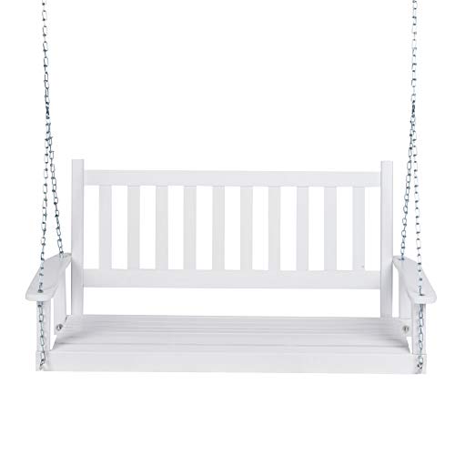 Shine Company Maine 54" Wood Porch Swing with Chains – White Shine Company