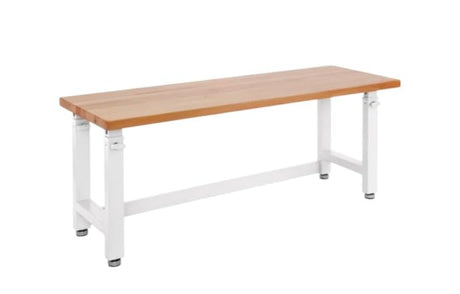 Heavy Duty Height Adjustable Workbench Table with Solid Wood Top, 1000 to 2000 lbs. Weight Capacity Workstation for Garage, Warehouse, Workshop, (28.5" to 42") Height (White, 72" W x 25" D) Generic