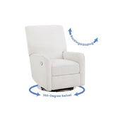 Delta Children Nest Nursery Swivel Recliner - Fabric is GREENGUARD Gold Certified and Oeko-TEX Standard 100 - Upholstered in a Unique Chenille Yarn for Blanket Like Softness, Oyster