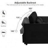 DQlVrillka Loveseat Sleeper Sofa, 3 in 1 Convertible Sofa Bed, Adjustable Backrest Comfy Pull Out Couch, Modern Upholstered Sofa for Living Room Bedroom Apartment Small Space (Black) DQlVrillka